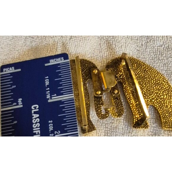 Gold Tone Double Elephant Metal Belt Buckle - Picture 7 of 7